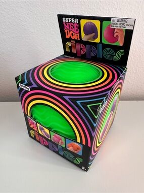 Super NeeDoh RIPPLES Squeeze Squish Squishy Toy - Bright Green Wavy Swirly Glob
